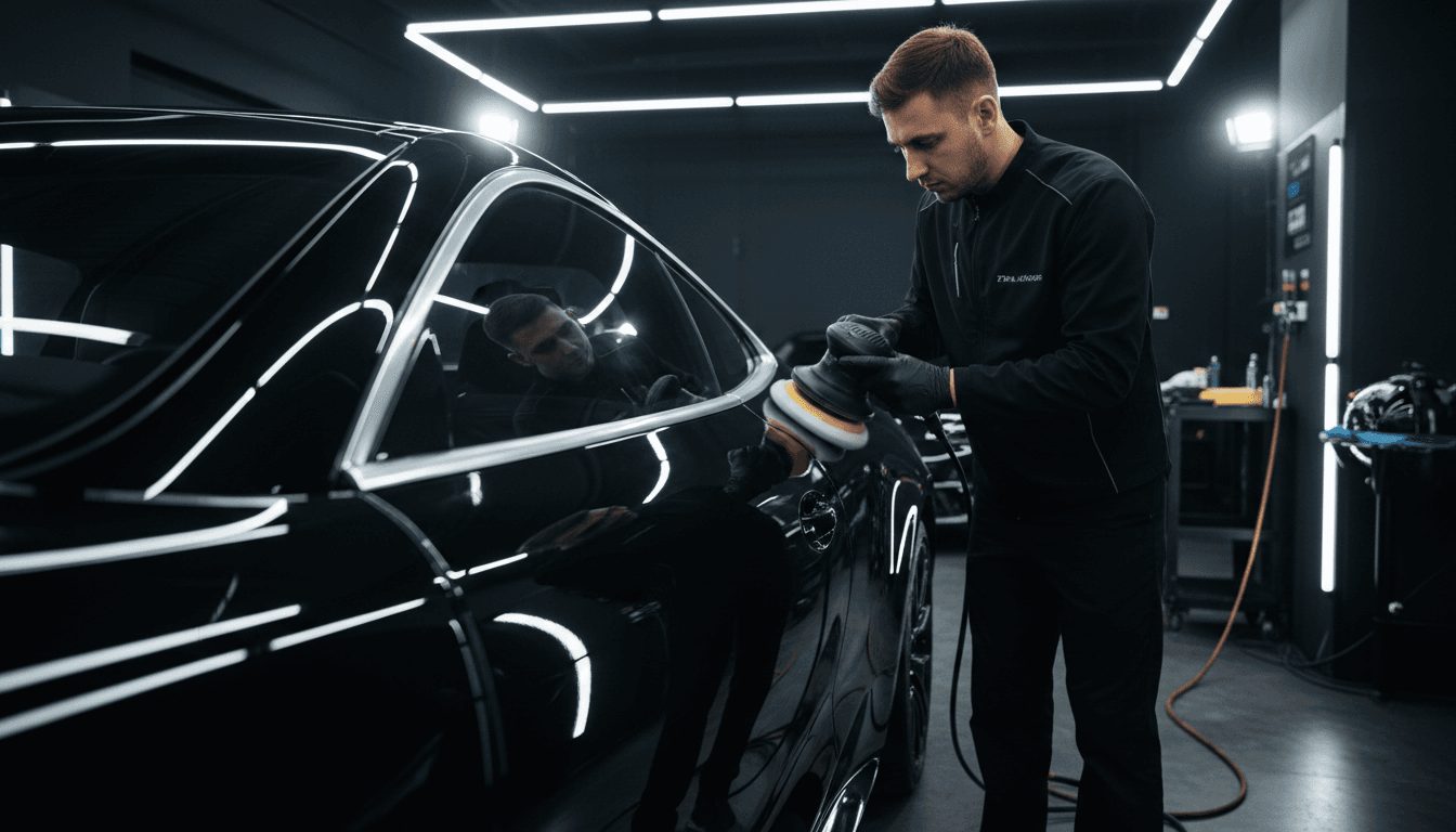Exterior Detail service - polishing and waxing vehicle paint
