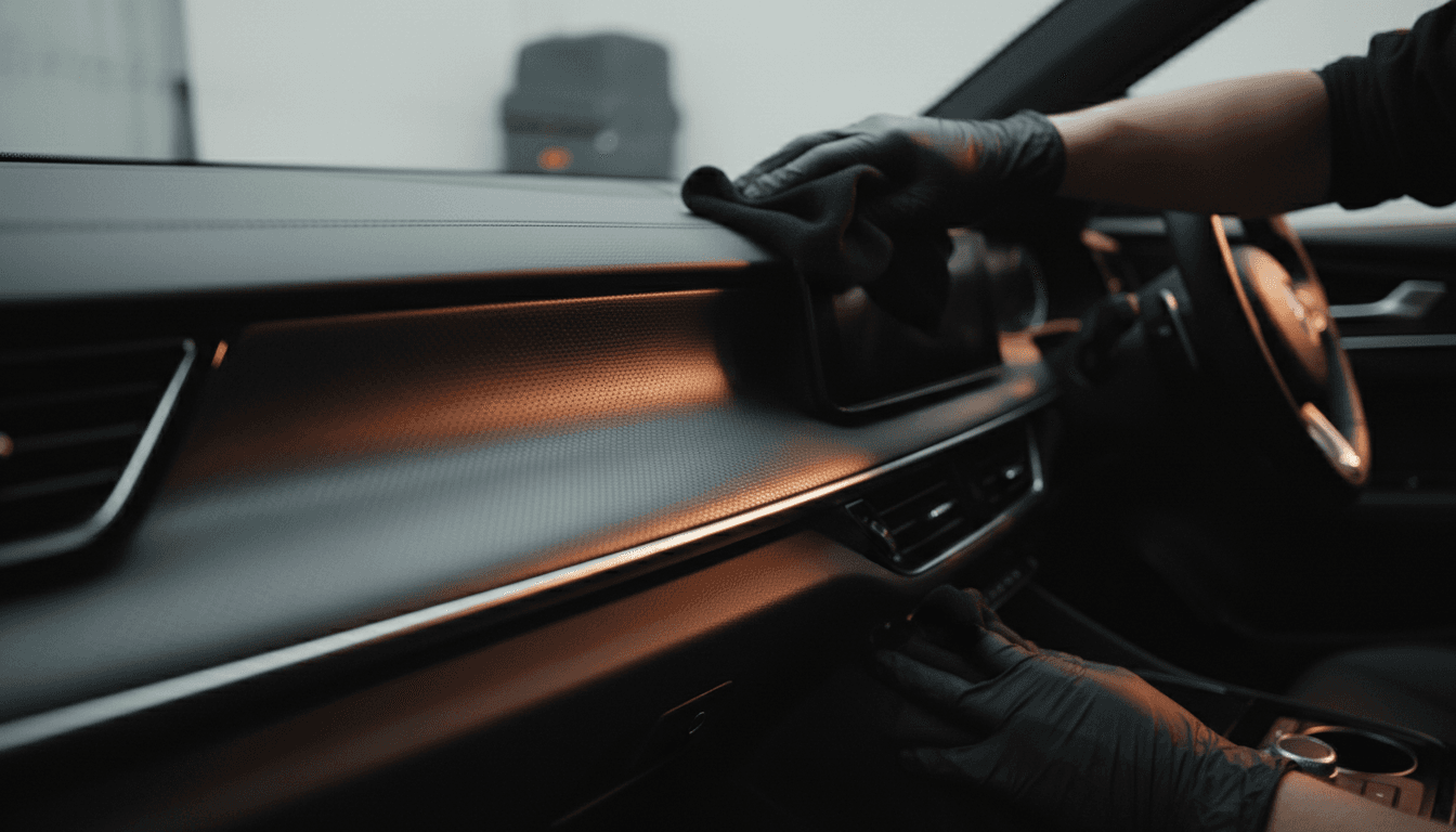 Interior Detail service - cleaning vehicle dashboard and trim